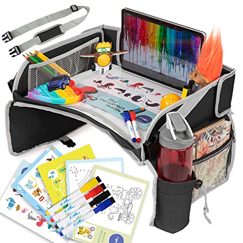 PILLANI Kids Travel Tray for Car Car Seat Tray for Kids Travel Car Trays for Kids Roadtrip Essentials Carseat Table Tray for Kids Road Trip Activities Toddler Lap Desk Organizer for Airplane 0 belly baby and beyond