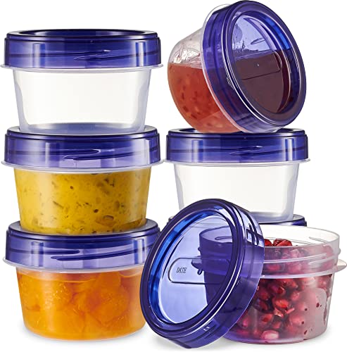 PLASTICPRO 6 Pack Twist Cap Food Storage Containers with Blue Screw on Lid 4 oz Reusable Meal Prep Containers Small Freezer Containers Microwave Safe Blue Plastic Food Storage 0 belly baby and beyond