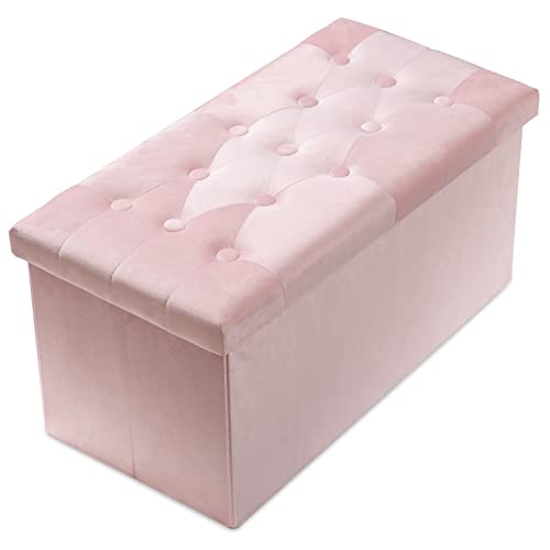 PRANDOM Extra Large Ottoman with Storage 1 Pack Velvet Folding Small Square Foot Stool with Lid for Living Room Bedroom Coffee Table Dorm Toy Pink 305x15x15 inches 0 belly baby and beyond