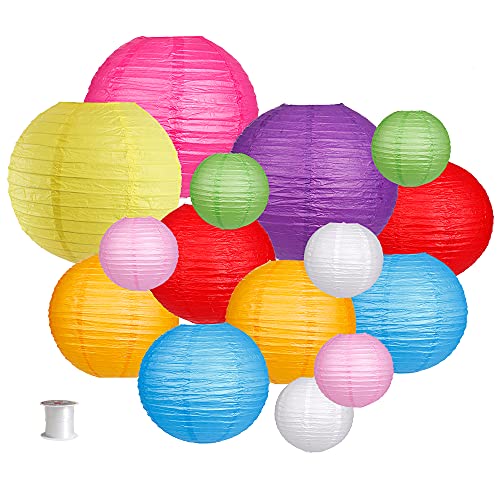Paper Lanterns Decorative Party Supplies for Wedding Rainbow Birthday Party Mexican Fiesta Decorations Colorful 15pcs 0 belly baby and beyond