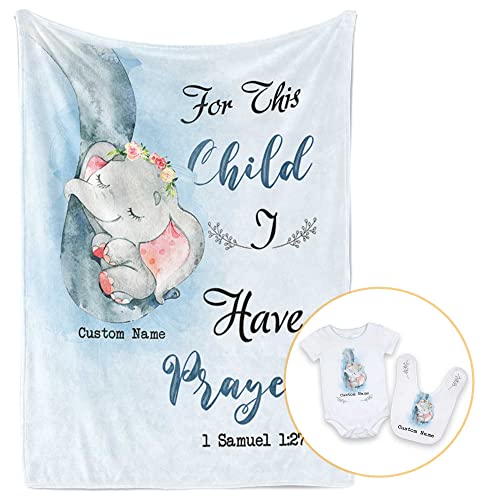 Pavo Personalized Baby Blanket with Name for This Child I Have Prayed Customized Baby Blankets for Boys Girls Best Shower Gifts for Baby Newborn Super Soft Fleece Blanket 0 belly baby and beyond