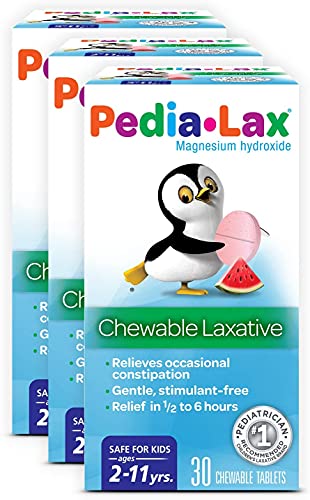 Pedia Lax Laxative Chewable Tablets for Kids Ages 2 11 Watermelon Flavor 30 Count Pack of 3 0 belly baby and beyond