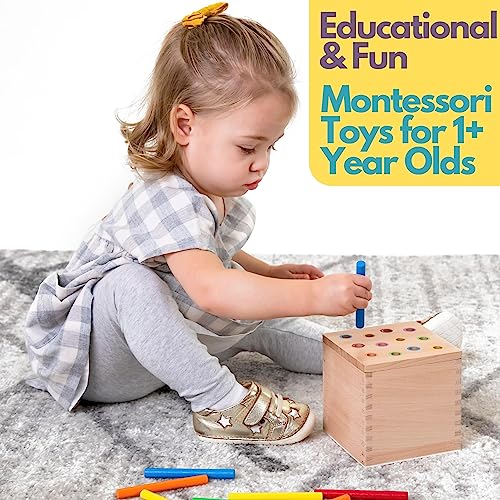 Pidoko Kids Montessori Toys for 1 Year Old Wooden Object Permanence Box Coin Drop Color and Shape Sorter Top Baby Toys 12 18 Months 1st Birthday Gifts Boy Girl Learning Toys for 1 Year Old 0 2 belly baby and beyond