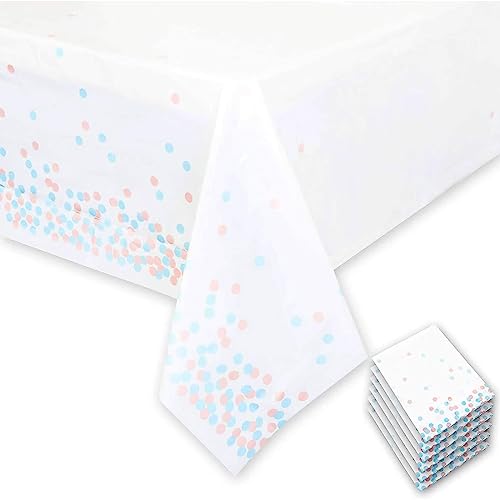 Plastic Table Covers with Pink and Blue Confetti for Gender Reveal 54 x 108 in 6 Pack 0 belly baby and beyond