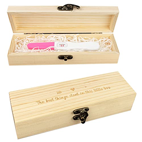 Pregnancy Test Keepsake Box Surprise Pregnancy Announcements for Grandparents Dad Aunt and Uncle Wooden Baby Annouced Box for Grandma Auntie 0 belly baby and beyond
