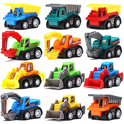 Pull Back Car 12 Pcs Mini Truck Toy Kit Set Play Construction Engineering Vehicle Educational Preschool for Children Boy Party Favors Kids Birthday Gift Classroom Reward Christmas Stocking Stuffers 0 belly baby and beyond