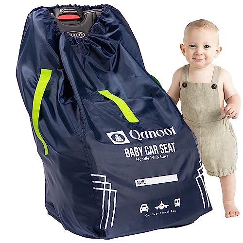 Qanoot Infant Car Seat Travel Bag for Airplane Durable Gate Check Bag for Car Seats that fits easily on Convertible Car Seats Infant Carriers Booster Seats Blue 0 belly baby and beyond
