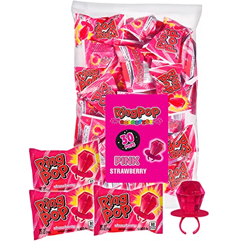 Ring Pop Colorfest Individually Wrapped Pink Strawberry 30 Count Bulk Lollipop Pack Lollipop Suckers Fun Candy Bulk For Party Favors Color Parties Back to School Treats Care Packages 0 belly baby and beyond