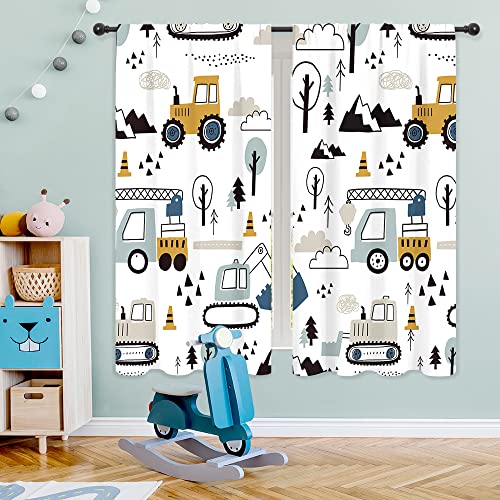 Riyidecor Construction Truck Curtains Rod Pocket Cartoon Excavator for Boys Kids Child Machinery Navy Blue Yellow Trees Living Room Bedroom Window Drapes Treatment Fabric 2 Panels 42x63 Inch 0 belly baby and beyond