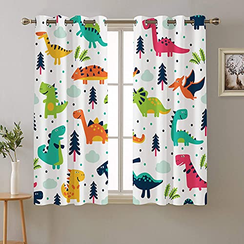 Riyidecor Rustic Dinosaurs Blackout Curtains 2 Panels 52 x 63 Inch Colorful Dino Kids Boys Cartoon Elasmosaurs Cute Cool Funny Decor Garage Printed Living Room Bedroom Window Drapes Fabric WW ESHB 0 belly baby and beyond