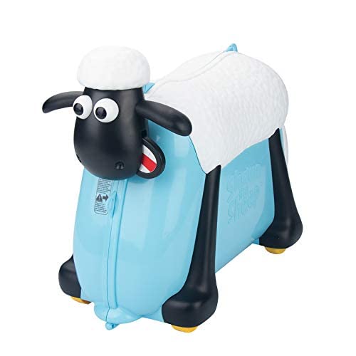SAIPOTOYS Shaun the Sheep Ride On Suitcase Kids Travel Luggage with Wheels Hard Shell Case for Toddler Children Carry on 0 belly baby and beyond