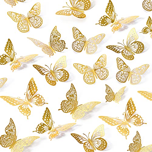 SAOROPEB 3D Butterfly Wall Decor 48 Pcs 4 Styles 3 Sizes Gold Butterfly Decorations for Butterfly Birthday Decorations Butterfly Party Decorations Cake Decorations Removable Wall Stickers Room Decor f 0 belly baby and beyond