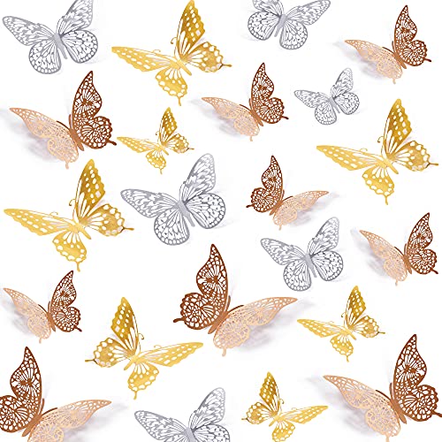SAOROPEB 3D Butterfly Wall Decor 72 Pcs 3 Styles 3 Sizes Removable Metallic Wall Decor Sticker Room Mural Decals for Kids Bedroom Nursery Classroom Party Decoration Wedding Decor DIY Gift 3 Color 0 belly baby and beyond