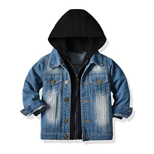 SOFEON Toddler Baby Boy Girls Denim Jacket Button Down Basic Ripped Hoodie Jeans Coat Kid Cowboy Outwear Casual Clothes 0 belly baby and beyond