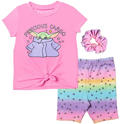 STAR WARS The Child Girls Graphic T Shirt Shorts and Scrunchie 3 Piece Outfit Set Infant to Big Kid 0 belly baby and beyond