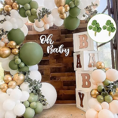 Sage Green Balloon Garland Arch Kit 134Pcs Eucalyptus Garland Retro Olive Green Peach White and Gold Latex Balloons Arch Kit for Baby ShowerWedding BirthdayBridal Shower Decorations 0 belly baby and beyond