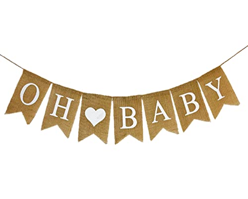 Shimmer Anna Shine Oh Baby Burlap Banner for Baby Shower Decorations and Gender Reveal Party 0 belly baby and beyond