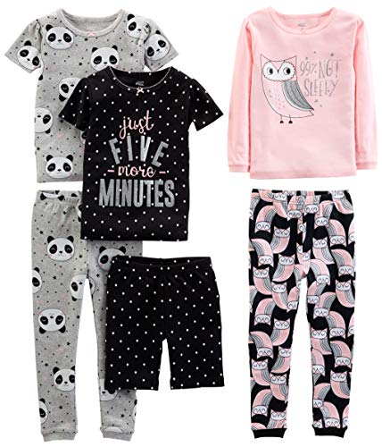 Simple Joys by Carters Babies Toddlers and Girls 6 Piece Snug Fit Cotton Pajama Set 0 belly baby and beyond