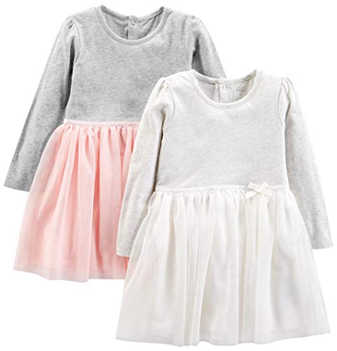 Simple Joys by Carters Toddler Girls Long Sleeve Dress Set with Tulle Pack of 2 0 belly baby and beyond