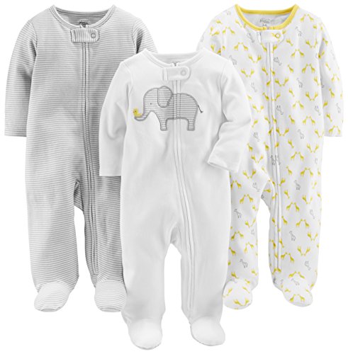 Simple Joys by Carters Unisex Babies Cotton Footed Sleep and Play Pack of 3 0 belly baby and beyond