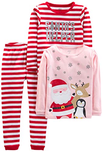 Simple Joys by Carters Unisex Babies Toddlers and Kids 3 Piece Snug Fit Cotton Christmas Pajama Set 0 1 belly baby and beyond