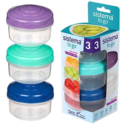 Sistema To Go Collection Mini Bites Small Food Storage Containers 439 oz130 mL PinkGreenBlue 3 Count Multicolor 0 belly baby and beyond
