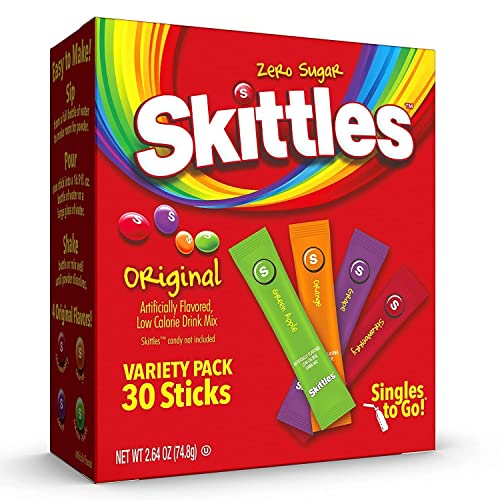 Skittles Singles To Go Variety Pack 40 Count Powdered Drink Mix Zero Sugar Low Calorie Includes 4 Flavors Green Apple Strawberry Grape Orange 40 Total Servings 0 belly baby and beyond