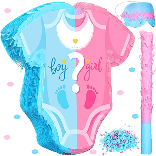 Sratte Baby Pinata Gender Reveal Set with Confetti Pinata Stick and Blindfold Baby Pajama Pinata Pink Blue Girl Gender Reveal Decorations Party Supplies for Boy Baby Shower 126 x 12 Inch 0 belly baby and beyond