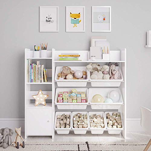 Sturdis Toy Storage Organizer with Kids Toy Shelf and 8 White Toy Bins Perfect Toy Storage Solution Your Kids Will Have Fun and You Will be Free from Messes 0 belly baby and beyond