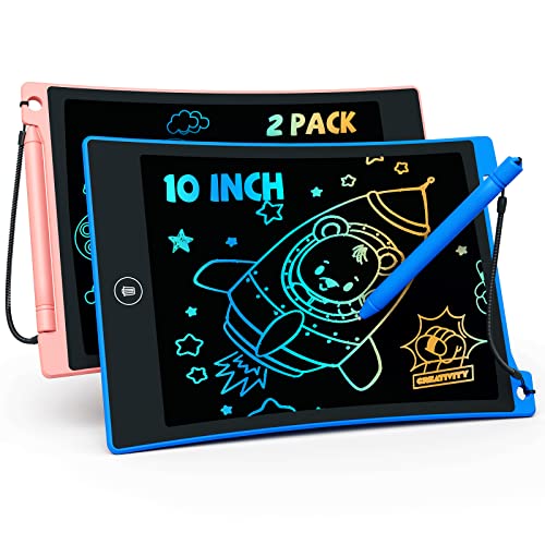 TEKFUN Kids Toys 2 Pack LCD Writing Tablet with Anti Lost Stylus10in Coloring Doodle Board Magic Drawing Pad for Kids Travel Essentials Car Trip Educational Toys Birthday Gift for 3 4 5 6 7 Kids 0 belly baby and beyond