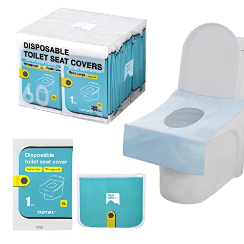TRIPTIPS Toilet Seat Covers Disposable Travel Pack 60 countFaster use Sticker freeWaterproofXL Disposable Toilet Seat Cover for Adults and Kids Individually for Public RestroomAirplaneOutdoors 0 belly baby and beyond