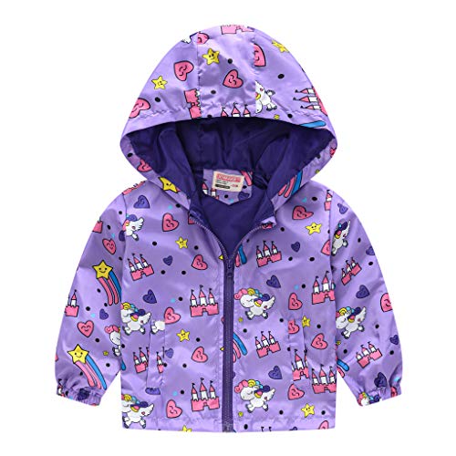 TUIJI Toddler Boys Girls Cartoon Print Zip Jacket Hooded Trench Lightweight Kids Coats Windbreaker Casual Outerwear 0 belly baby and beyond