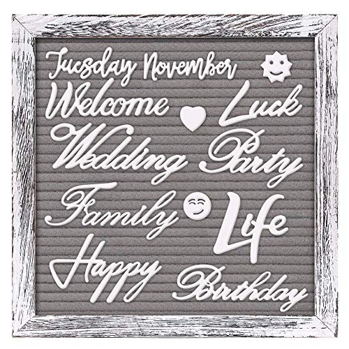 TUKUOS Double Sided Rustic Felt Letter Board with 10x10in Vintage Wood Frame750 Precut LettersMonths Days Script Cursive WordsFarmhouse Message Board Shabby Wall Decor Black Gray Brown 0 1 belly baby and beyond