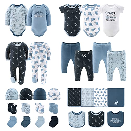 The Peanutshell Newborn Clothes Accessories Set 30 Piece Layette Gift Set Fits Newborn to 3 Months Navy Blue White Elephant Stars 0 belly baby and beyond
