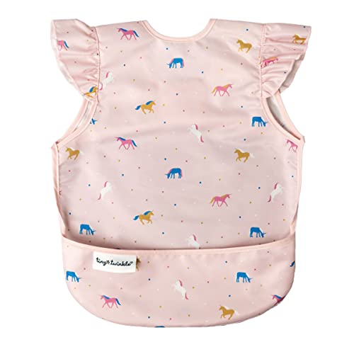 Tiny Twinkle Mess Proof Baby Bib Waterproof Baby Apron Machine Washable PVC BPA Phthalate Free Great Travel Bib 0 1 belly baby and beyond
