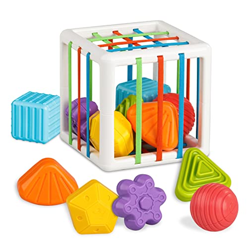 Tiyol Shape Sorter Baby Toys 12 18 Months Montessori Learning Developmental Toys Storage Cube Bin 6 Sensory Shape Blocks Fine Motor Skills Birthday Gifts Toddler Boy Girl Age 1 2 36 Pieces 0 belly baby and beyond