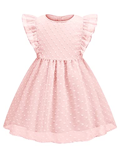 URMAGIC Toddler Baby Girls Summer Dresses Ruffle Sleeveless Dress Swiss Dot Solid Party Sundress for 18M 6Years 0 belly baby and beyond