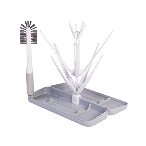 Ubbi On The Go Drying Rack and Brush Set Includes Travel Case and Bottle Brush for Compact Storage Holds Up to 8 Bottles Baby Travel Accessories Gray 0 belly baby and beyond