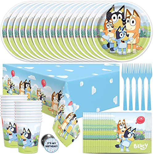 Unique Bluey Birthday Party Supplies Bluey Party Supplies Bluey Birthday Decorations Bluey Party Decorations With Bluey Tablecover Bluey Plates Bluey Cups Bluey Napkins Forks Button 0 belly baby and beyond