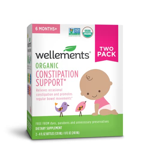 Wellements Organic Baby Constipation Support Relieves Occasional Constipation for Infants Toddlers No Harsh Laxatives USDA Certified Organic 4 Fl Oz Pack of 2 6 Months 0 belly baby and beyond