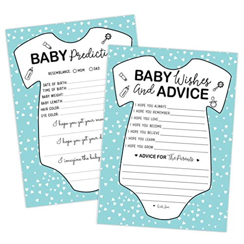 Your Main Event Prints Baby Shower Games Advice Wishes and Prediction Cards Blue 0 belly baby and beyond