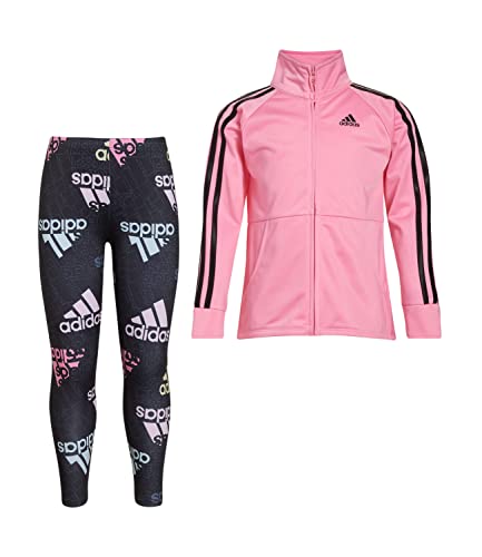 adidas Girls Zip Front Classic Tricot Jacket and Joggers Set 0 belly baby and beyond