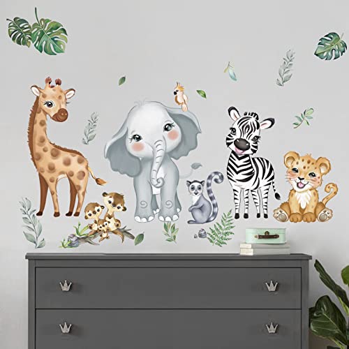 decalmile Jungle Animals Wall Decals Elephant Giraffe Safari Wall Stickers Baby Nursery Kids Room Living Room Wall Decor 0 belly baby and beyond