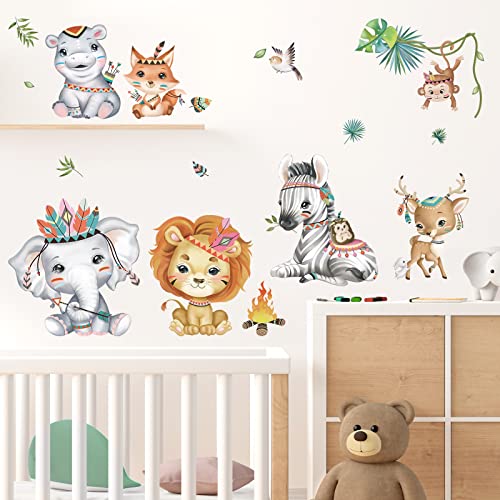 decalmile Jungle Animals Wall Decals Elephant Lion Monkey Safari Tribe Animals Wall Stickers Baby Nursery Kids Room Living Room Home Decor 0 belly baby and beyond