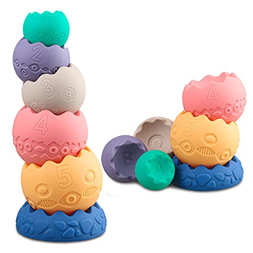 miawow Stacking Balls Soft Toys for Babies 6 12 18 Months 1 Year Old Girls Boys Toddlers Sensory Educational Montessori Baby Blocks Infant Newborn Developmental Teething Learning Stacker Cups 0 belly baby and beyond