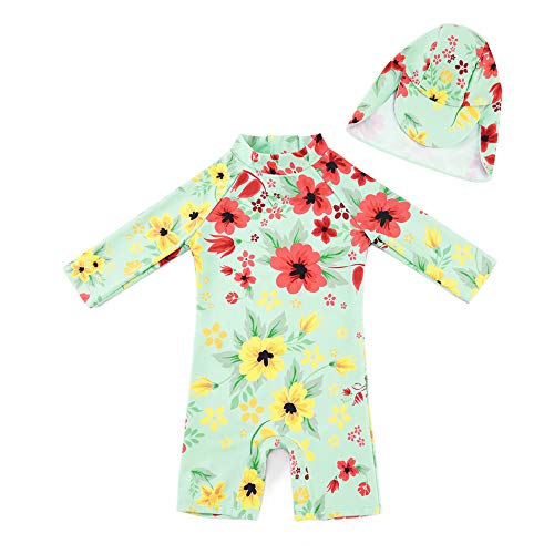 upandfast BabyToddler Swimsuit UPF 50 Sun Protection One Piece Zipper Bathing Suit with Sun Hat Infant Beach Swimwear 0 belly baby and beyond