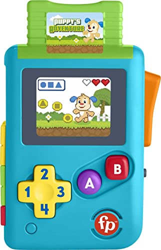 Fisher Price Laugh Learn Baby Toddler Toy Lil Gamer Pretend Video Game with Lights Learning Songs for Ages 6 MonthsBlue 0 belly baby and beyond