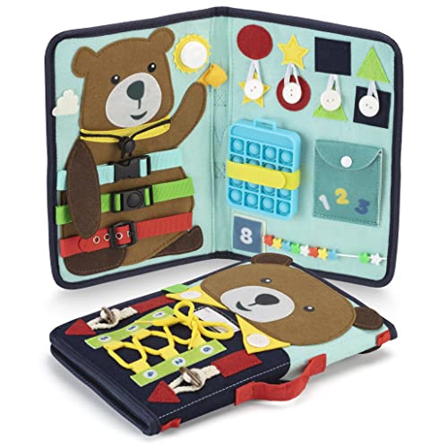 PUTSKA Busy Board for Toddlers 2 4 Sensory Toys Montessori Busy Book for Toddlers 1 3 Airplane Travel Essentials Kids Quiet Book Educational Toys for 2 Year Old 0 belly baby and beyond