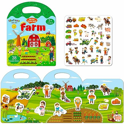 iGetooy Reusable Sticker Books for Kids 2 4 Farm Stickers for kids Preschool Learning Activities Busy Book for Toddler Airplane Train Car Travel Essentials Toy for Kids 2 3 4 5 6 Year Old Girls Boys F 0 belly baby and beyond