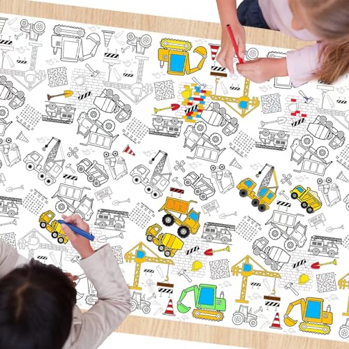 1 Pack Construction Coloring Table Cloth for Kids Giant Construction Theme Color in Paper Poster Dump Truck Painting Activity Tablecloth for Construction Birthday Party Supplies Favors 54 x 108 In 0 belly baby and beyond